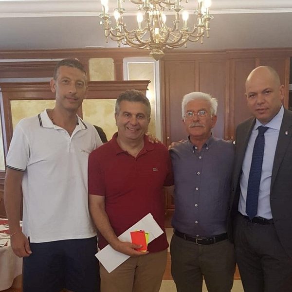 Il Presidente Dobosz con il Sindaco di Cassino Salera, il Presidente della Sezione di Cassino e il Componente del Comitato Nazionale Conti