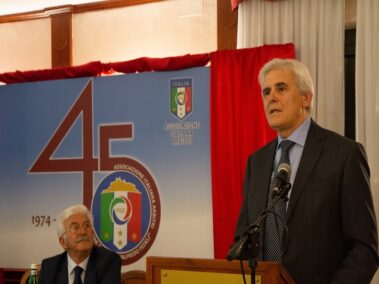 Il Presidente dell’AIA Marcello Nicchi durante il suo discorso