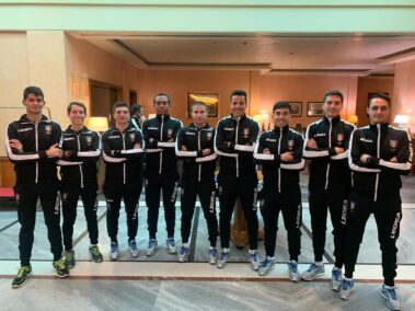 (da sx a dx) gli arbitri del Lazio a disposizione della Commissione Arbitri Interregionale: Caruso, Aronne, Sgro, Andriambelo, Ferrara, Di Mario, Martinelli, Morello e Giudice